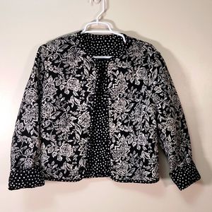 Vintage 80s Black & White Reversible Quilted Jacket Small Chaus Cropped